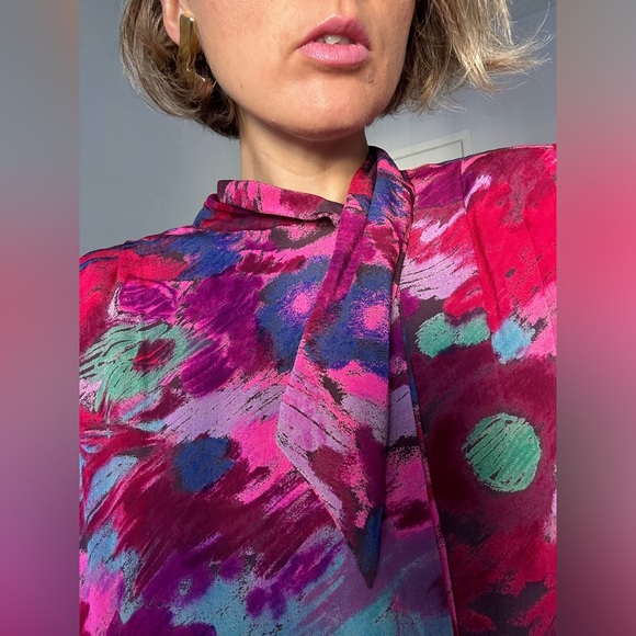 Vintage Ungaro dress,burgundy/pink/blue, size M-L - Picture 4 of 12